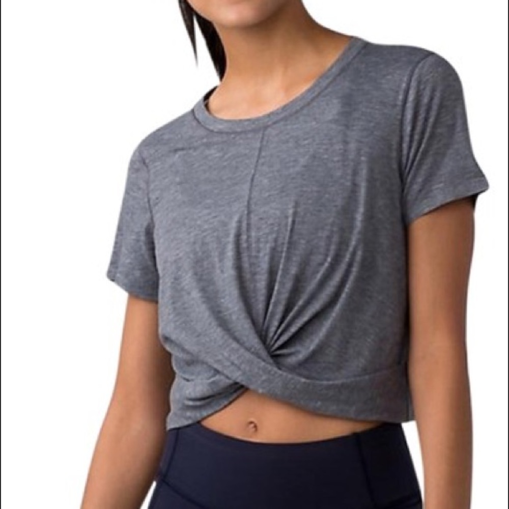 Lululemon Cropped Light Blue Faux-knot Tee Sz 4